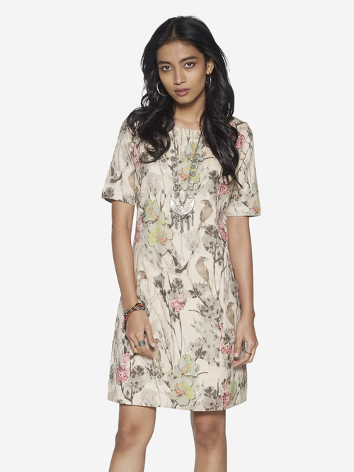 Bombay Paisley by Westside Off-White Floral Patterned Dress Price in India