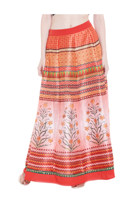 Fusion Beats Multicolor Printed Maxi Skirt Price in India