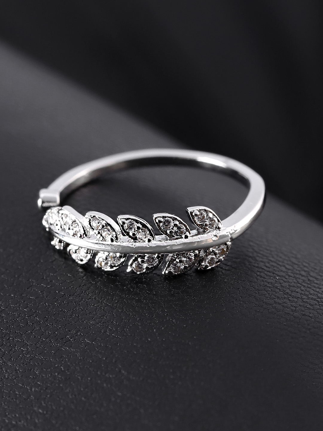 Jewels Galaxy Silver-Plated Stone Studded Handcrafted Adjustable Finger Ring Price in India