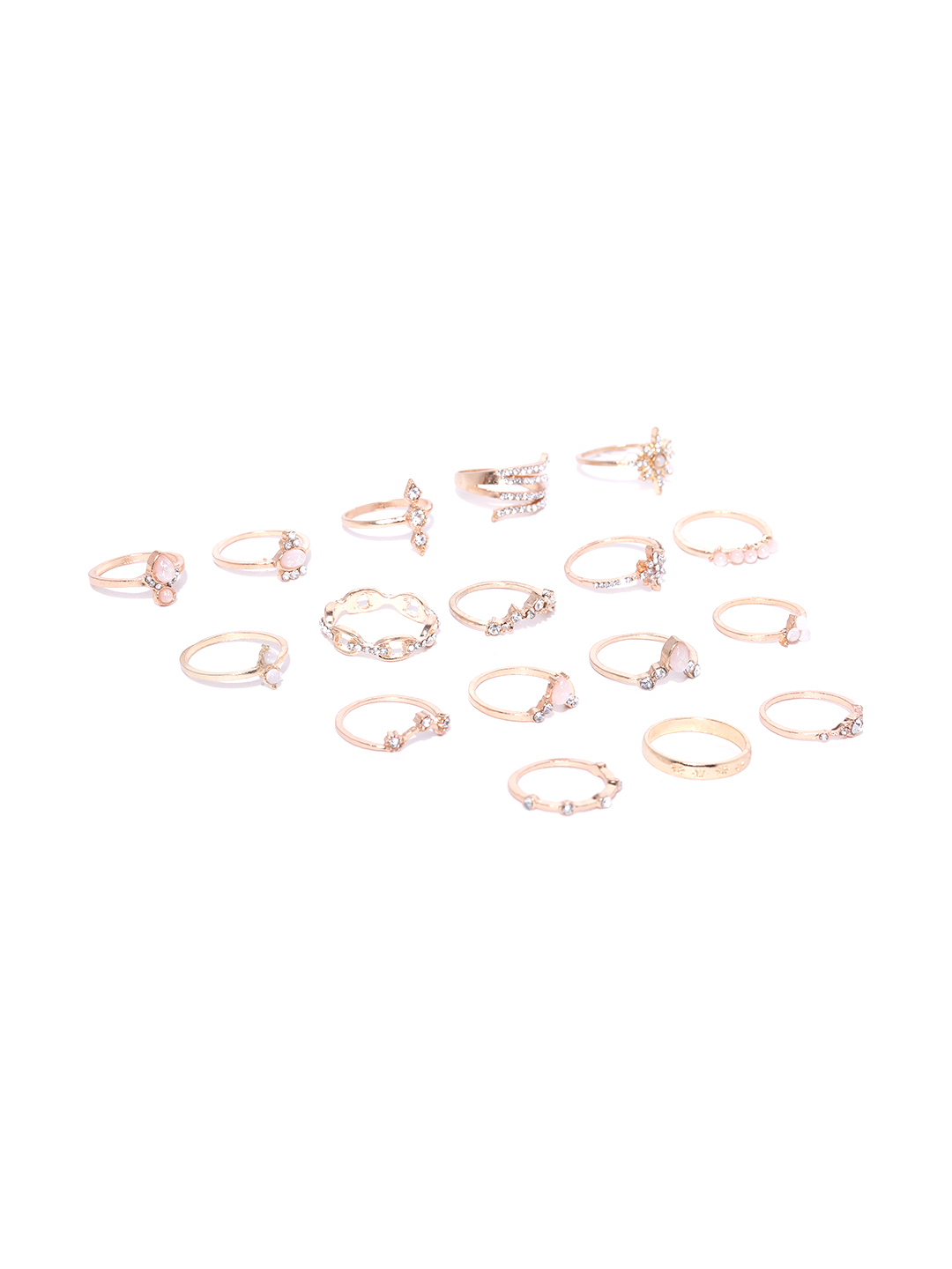 Jewels Galaxy Women Set of 17 Rose Gold-Plated Finger Rings Price in India