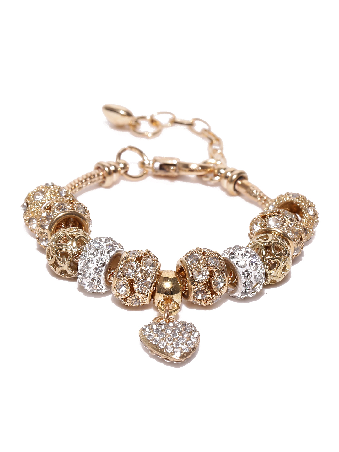 Jewels Galaxy Gold-Plated Handcrafted Stone-Studded Charm Bracelet Price in India