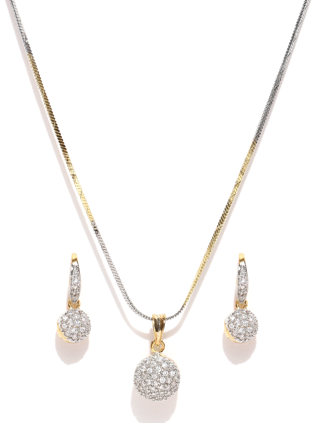 YouBella Gold & Silver-Toned Stone-Studded Jewellery Set Price in India