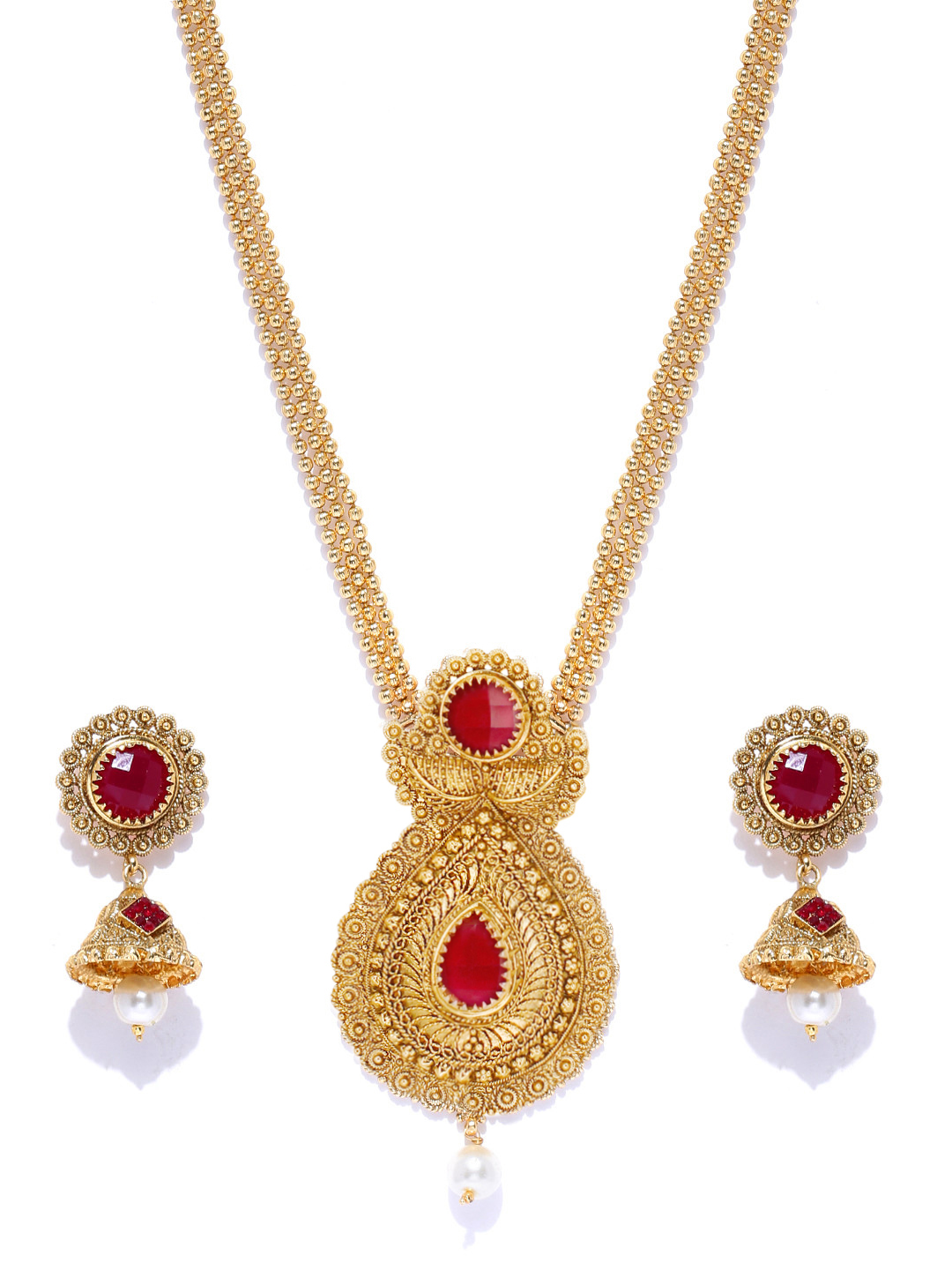 Zaveri Pearls Gold-Plated Beaded Jewellery Set Price in India