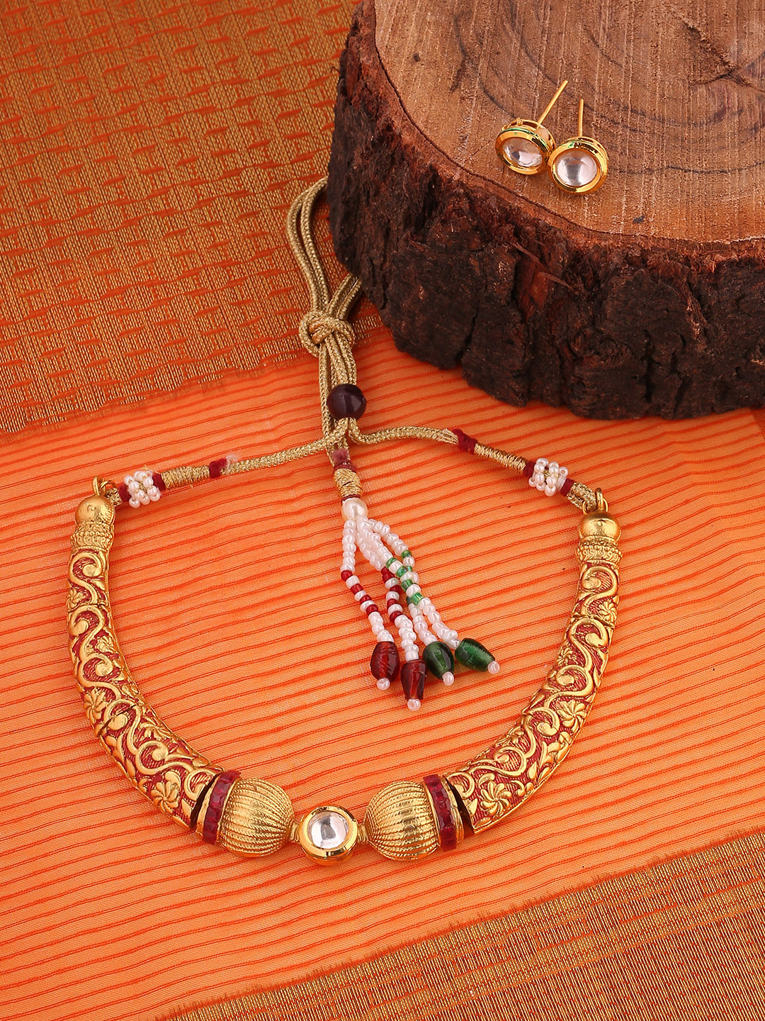 Shoshaa Women Gold-Toned \u0026 Red 
