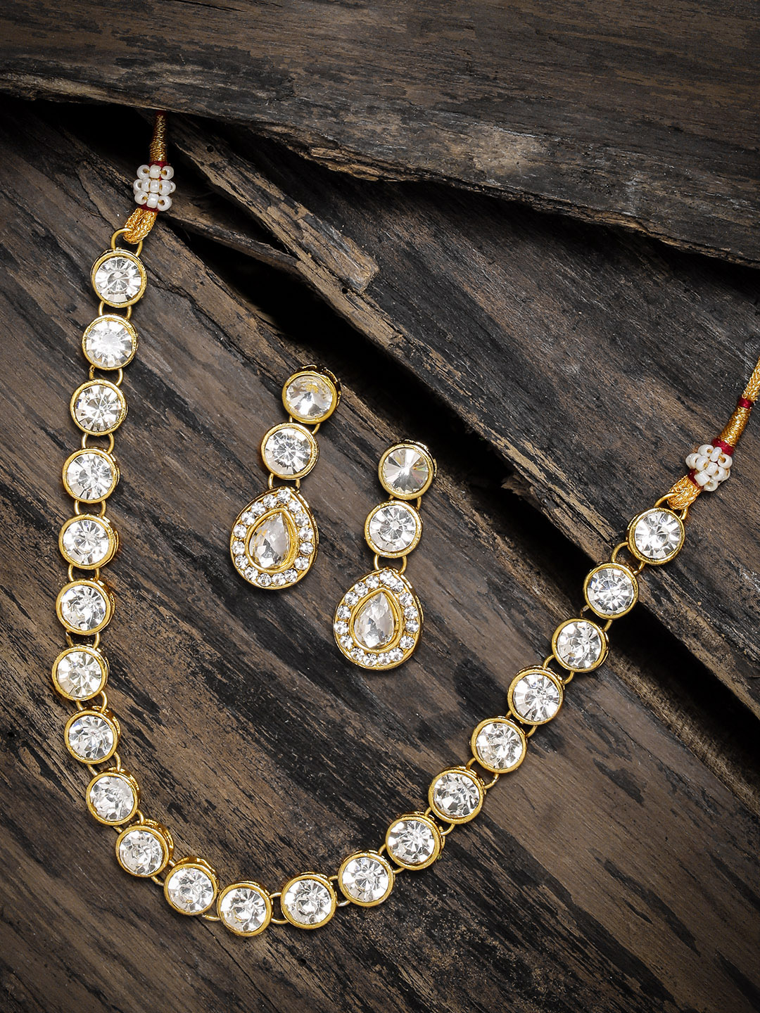 Zaveri Pearls Gold-Plated Studded Ethnic Jewellery Set Price in India