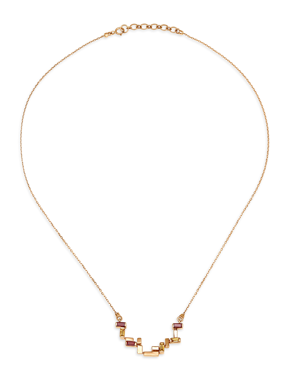 Mia by Tanishq 14KT Rose-Gold Coloured Garnet Stone-Studded Gold Necklace Price in India