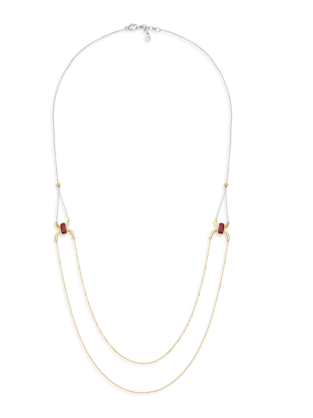 Mia by Tanishq 14KT Yellow Gold Necklace with Pink Garnets Price in India