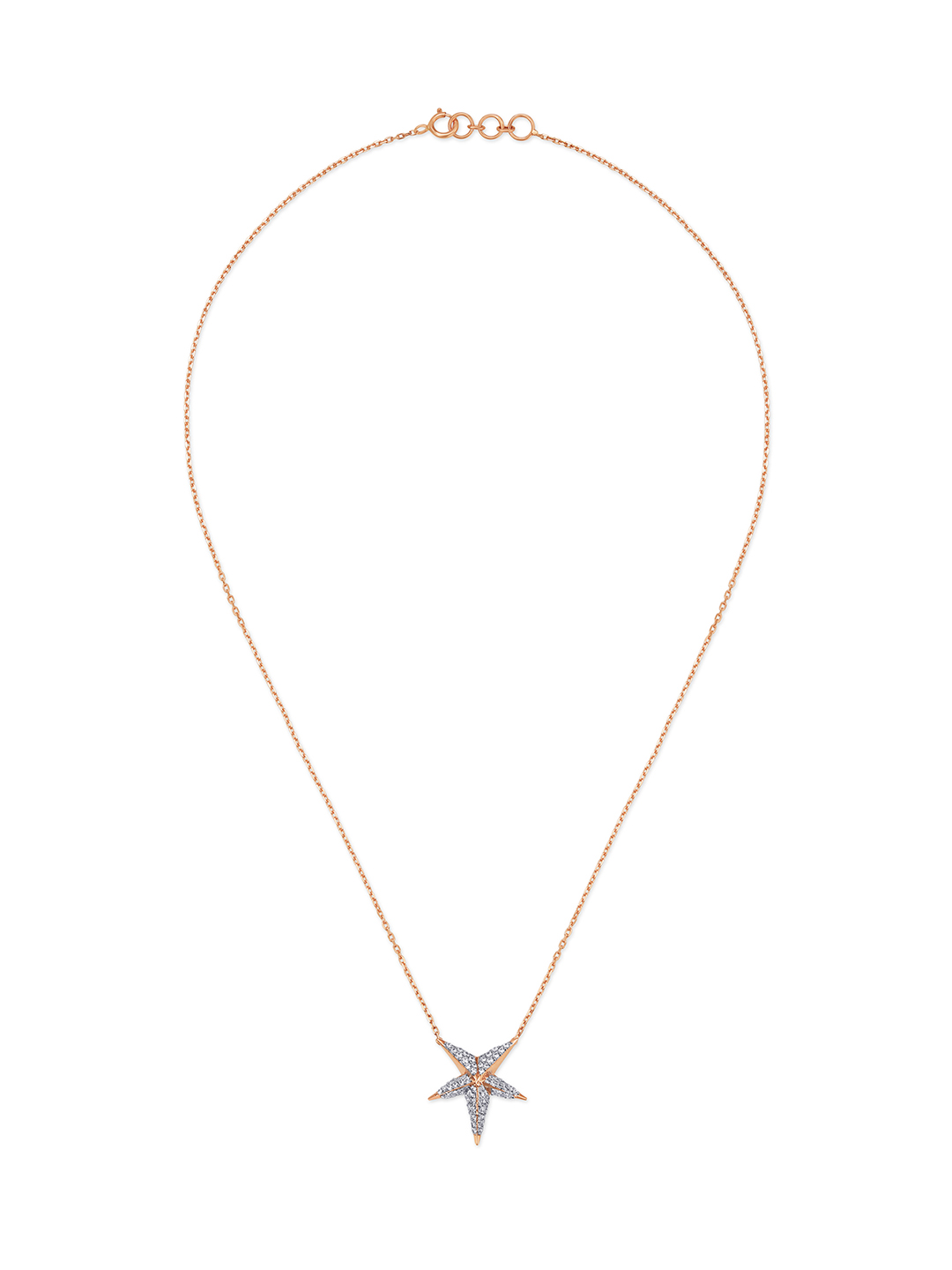 Mia Glam by Tanishq 14-Karat Rose Gold Cubic Zirconia Neckwear with Star Design Price in India