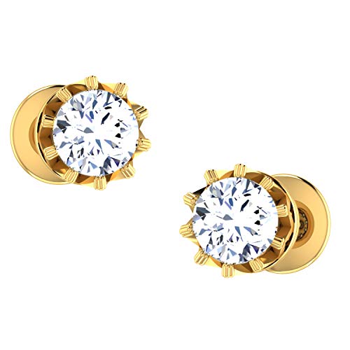 Dishis Designer Jewellery 18KT Yellow Gold and Diamond Stud Earrings for Women Price in India