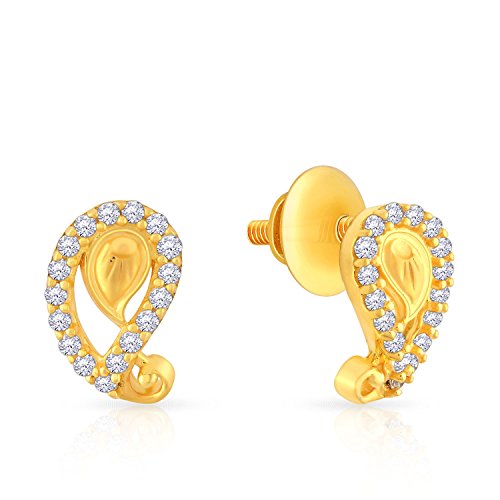 Malabar Gold and Diamonds 22k Yellow Gold and Cubic Zirconia Stud Earrings Price in India