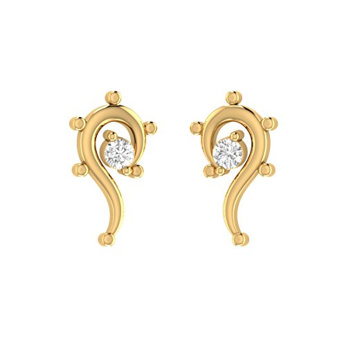 Animas Jewels American Diamond 18K Yellow Gold Silver Plated Stud Earrings for Women Price in India