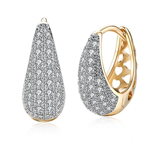 Yellow Chimes Crystals from Swarovski Classic Designer Gold Plated Stylish Hoop Earrings for Women and Girls Price in India