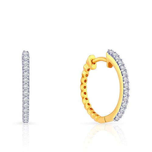 Malabar Gold and Diamonds 18KT Yellow Gold and Diamond Hoop Earrings for Women Price in India