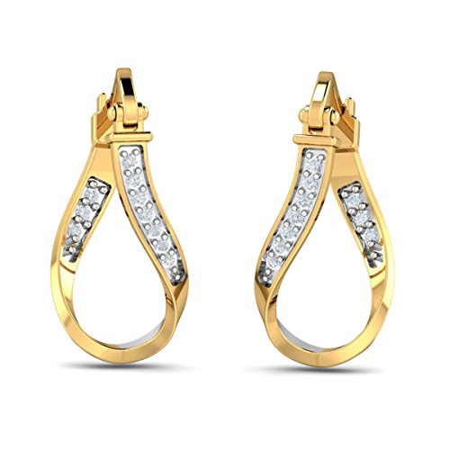 KuberBox 18KT Yellow Gold and Diamond Drop Earrings for Women Price in India