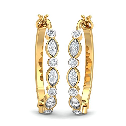 KuberBox 18KT Yellow Gold and Diamond Hoop Earrings for Women Price in India