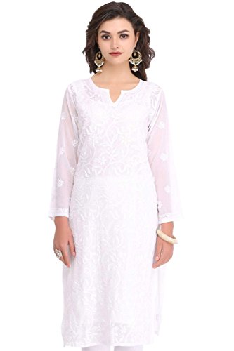 ADA Lucknowi Chikan Hand Embroidered Regular Fit Casual Women's Kurta A90397 Price in India