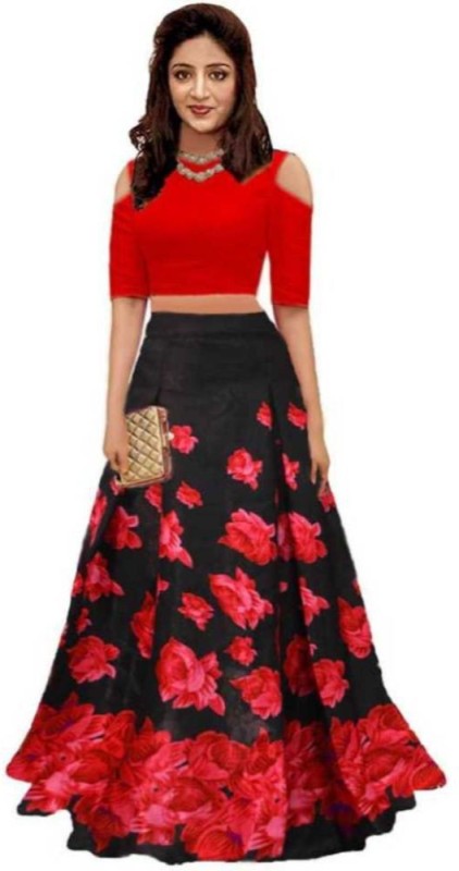 Printed Semi Stitched Lehenga & Crop Top Price in India