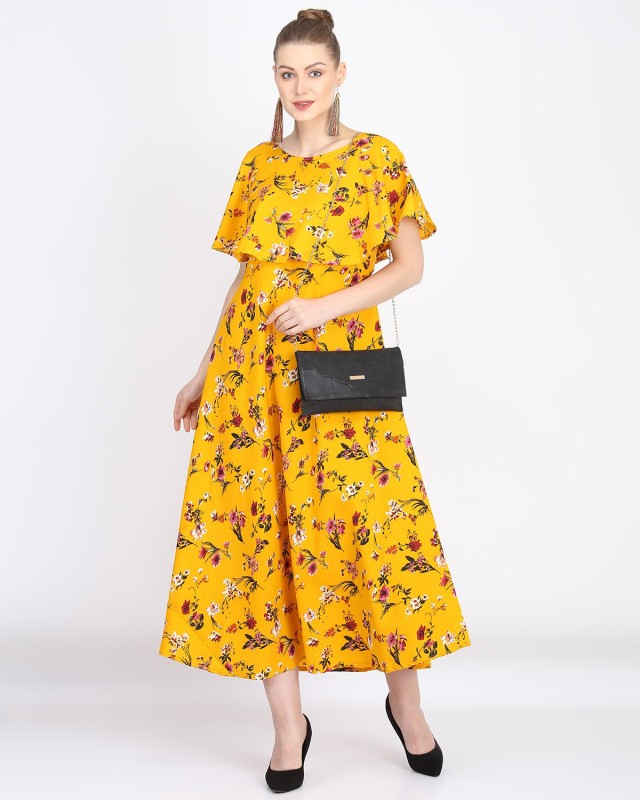 Women Maxi Yellow Dress Price in India