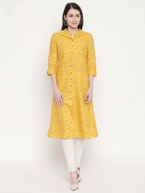 Rangmanch by Pantaloons Mustard Printed Kurta Price in India