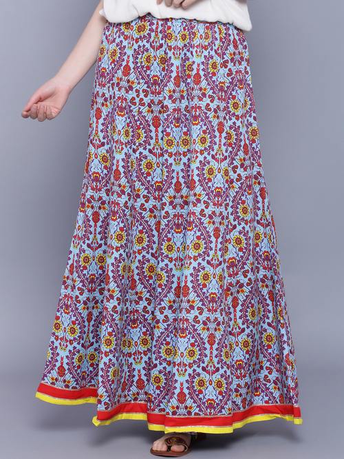 Amaiva Blue Printed Circular Skirt Price in India