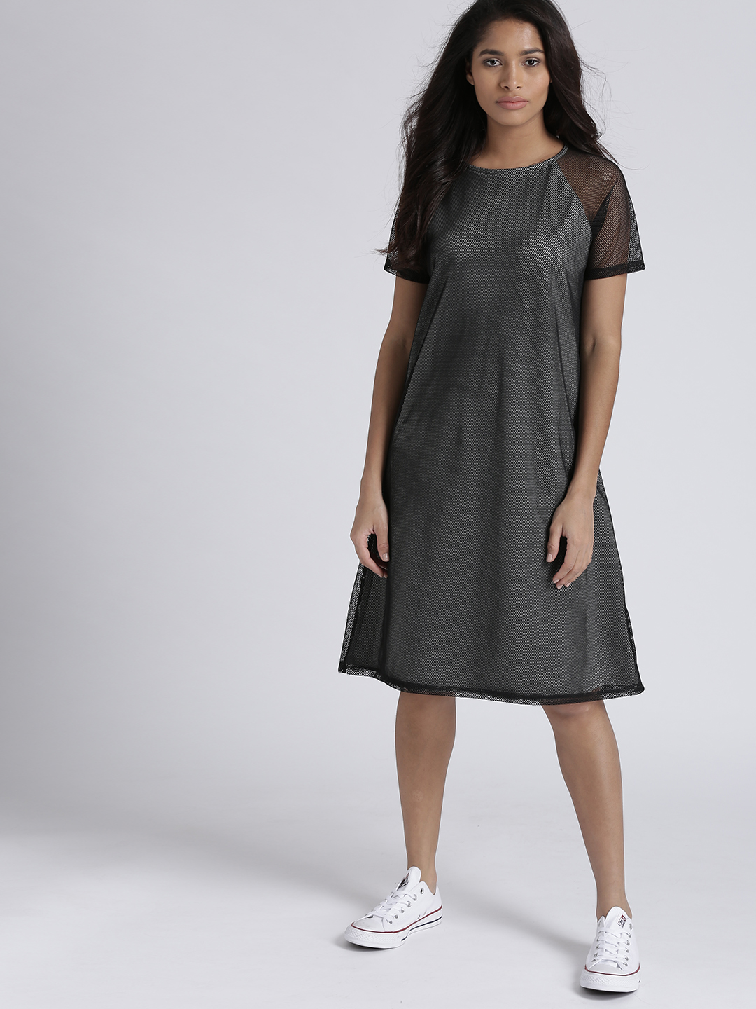 Chemistry Women Black Solid A-Line Dress Price in India