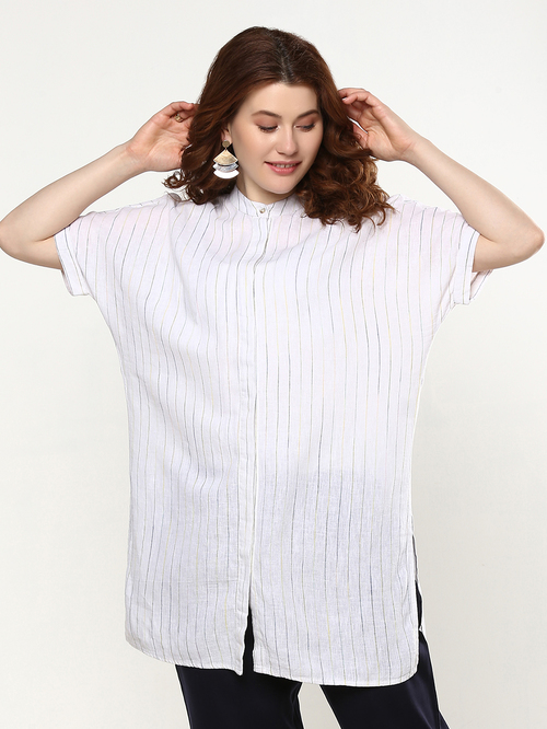 Meraki White Striped Tunic Price in India