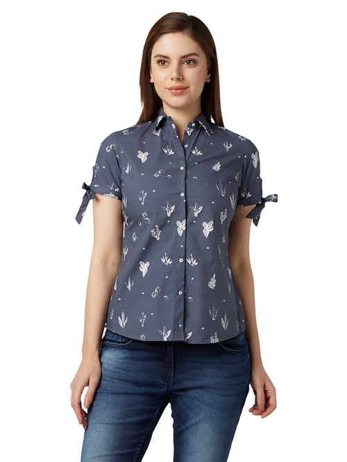 Park Avenue Blue Printed Shirt Price in India