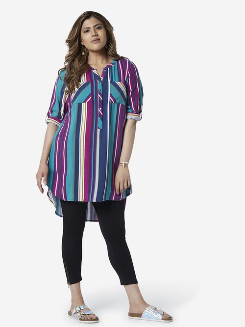 Gia Curve by Westside Multicolour Striped Oasis Top Price in India