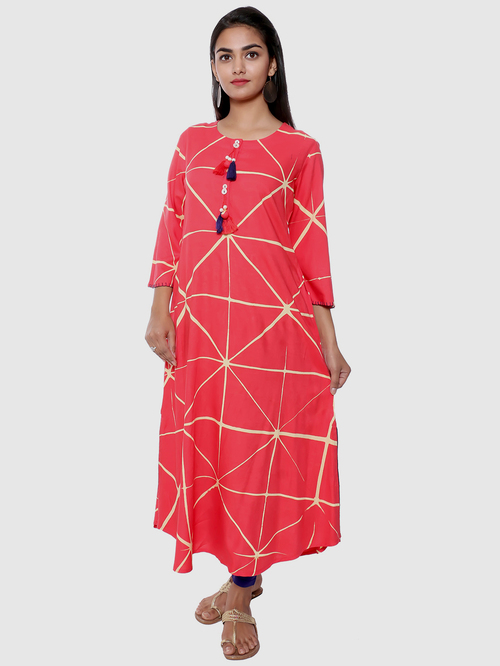 Suti Coral Printed A Line Kurti Price in India