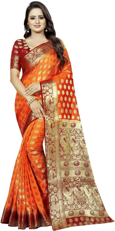 Embellished Kanjivaram Cotton Silk Saree Price in India