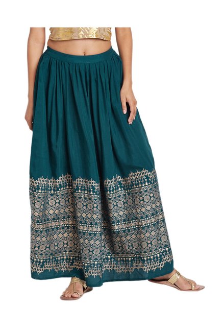 Global Desi Teal Printed Skirt Price in India