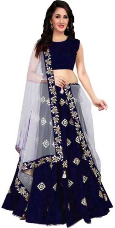 Embroidered Semi Stitched Lehenga, Choli and Dupatta Set Price in India