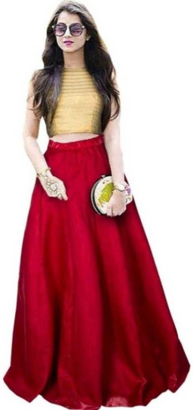 Embroidered Semi Stitched Lehenga & Crop Top Price in India