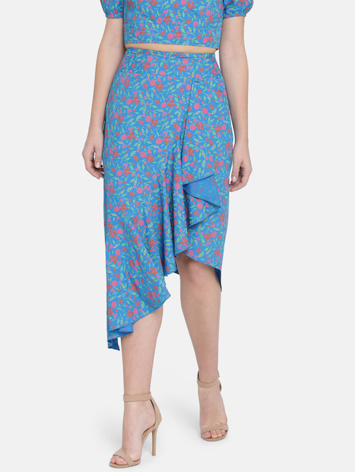 ISU by Radhika Apte Blue Floral Print Skirt Price in India