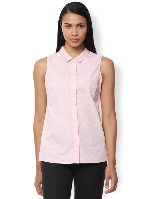 Van Heusen Pink Self Print Shirt Price in India