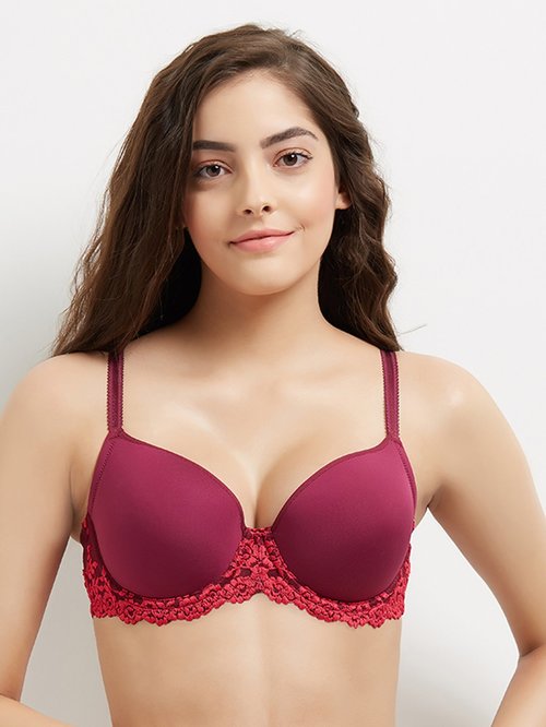 Wacoal Maroon Non Wired Padded T Shirt Bra Price in India