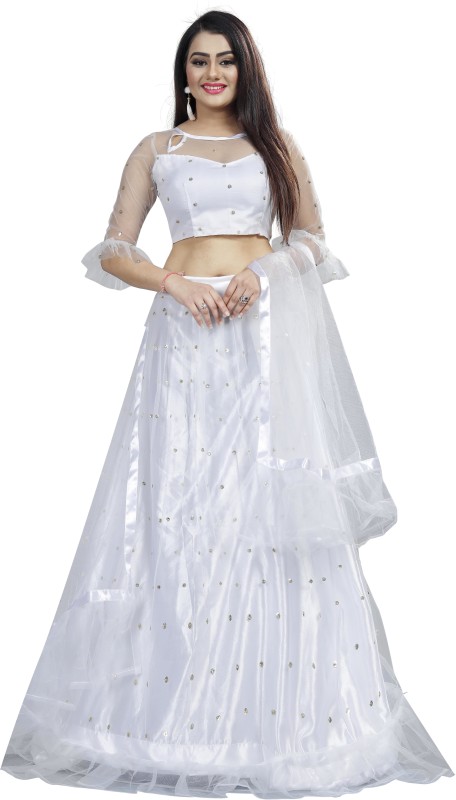 Embroidered Semi Stitched Lehenga, Choli and Dupatta Set Price in India