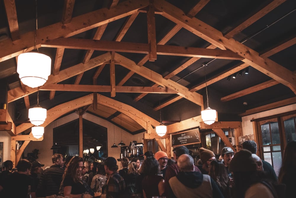 The restored-church tasting room at Ucluelet Brewing Company