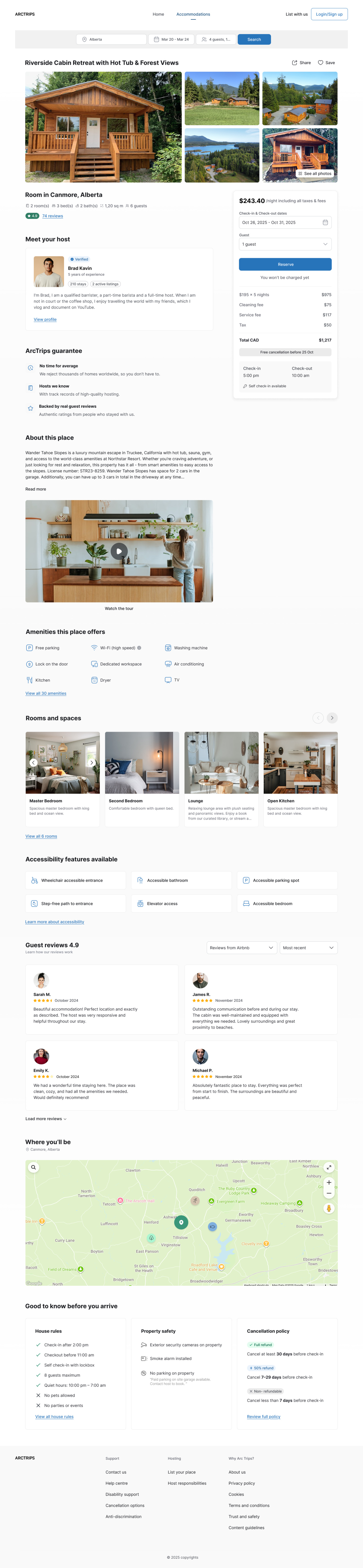 A property listing on the Arc Trips platform.