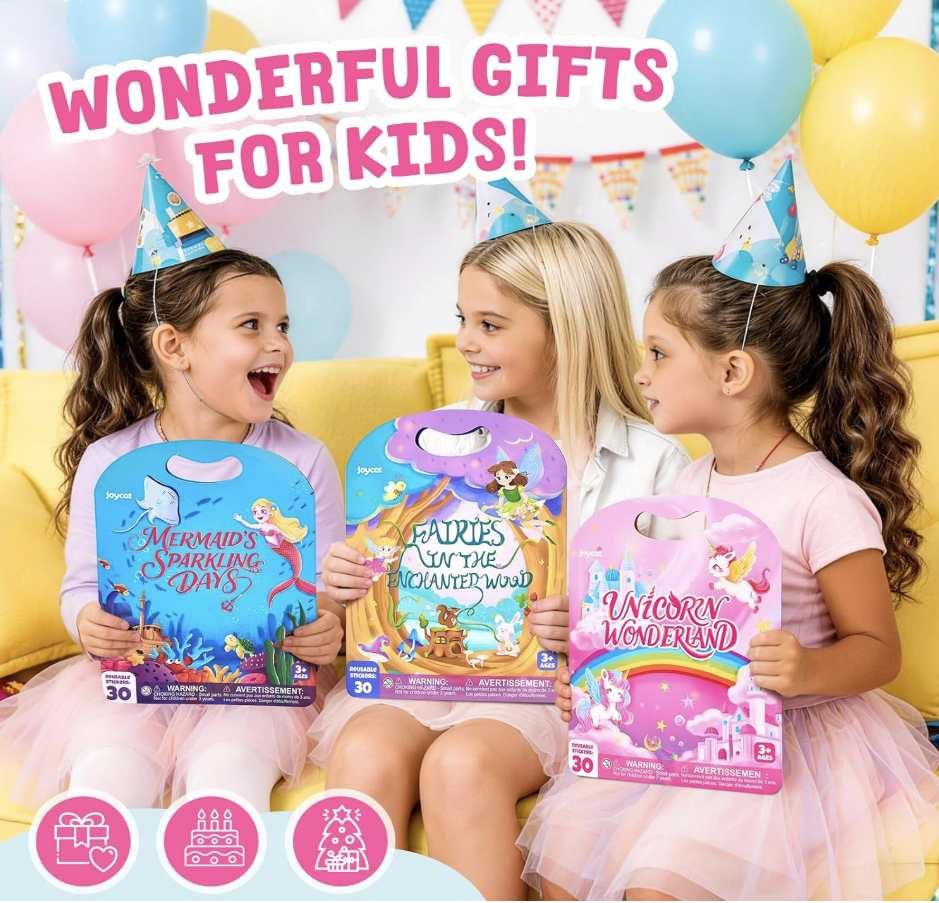 JoyCat Reusable Sticker Book 3 set (Unicorn, Mermaid, Fairies) 3