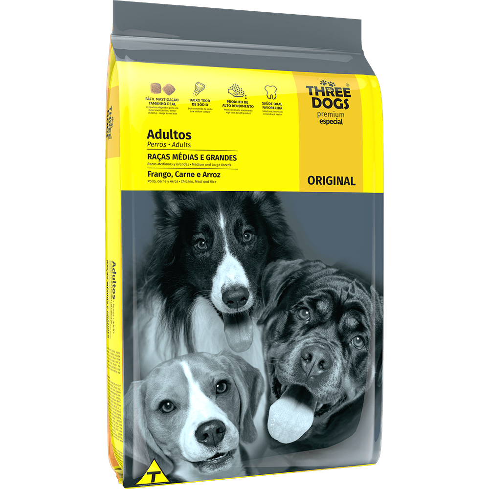 Three Dogs Original Adultos Raças Médias e Grandes 20kg Three Dogs Original Adultos Raças Médias e Grandes 20kg