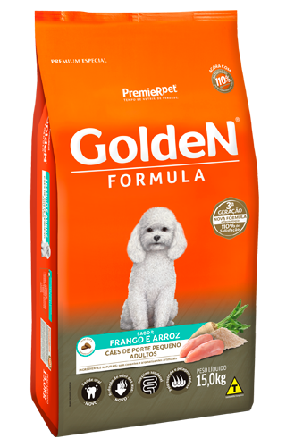 Golden Formula Adultos Raças Pequenas Frango Mini Bits 15kg Golden Formula Adultos Raças Pequenas Frango Mini Bits 15kg