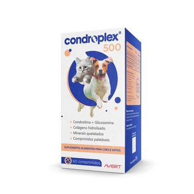Suplemento CondroPlex 500 Cães e Gatos de Pequeno Porte 60Cp Suplemento CondroPlex 500 Cães e Gatos de Pequeno Porte 60Cp