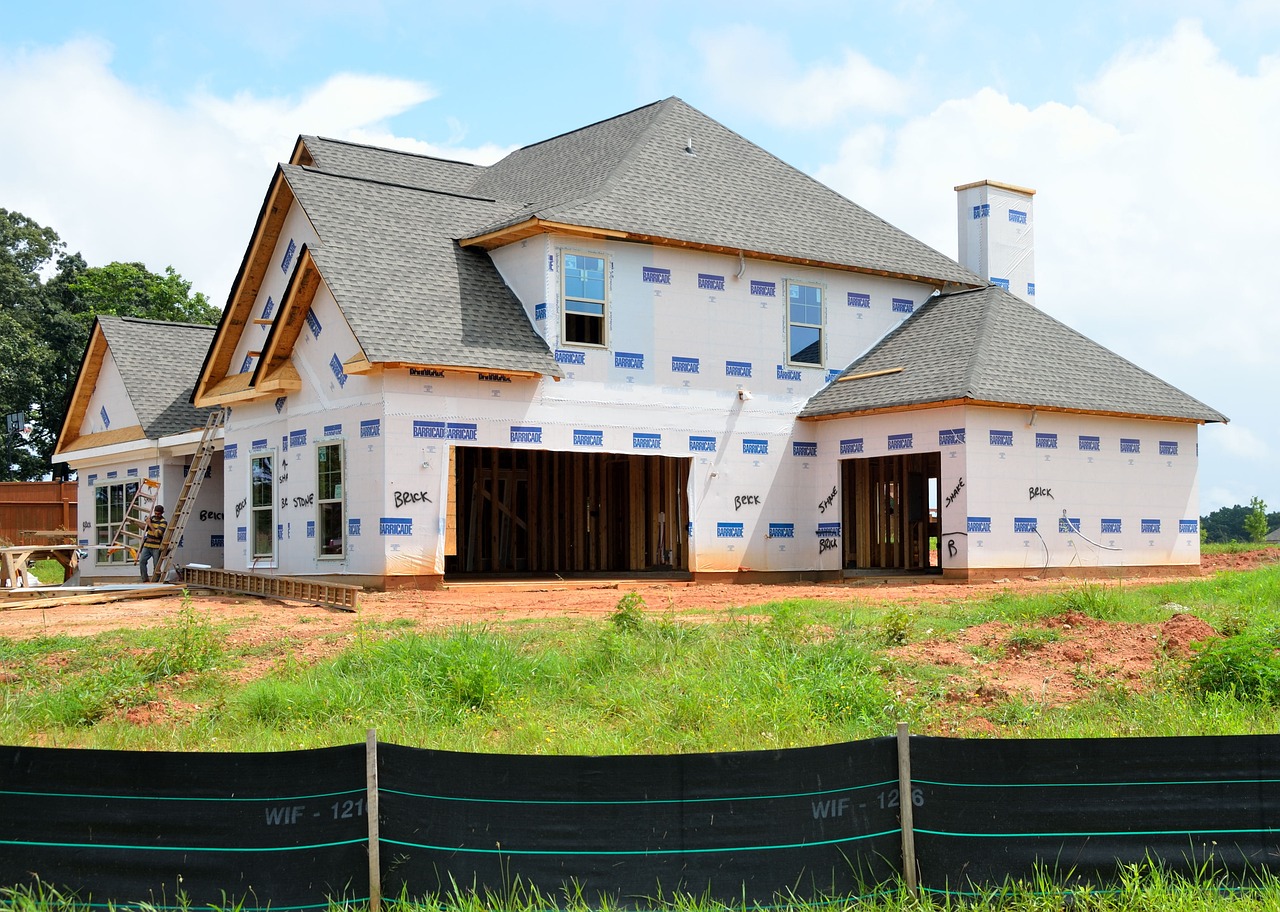 A new home being constructed.