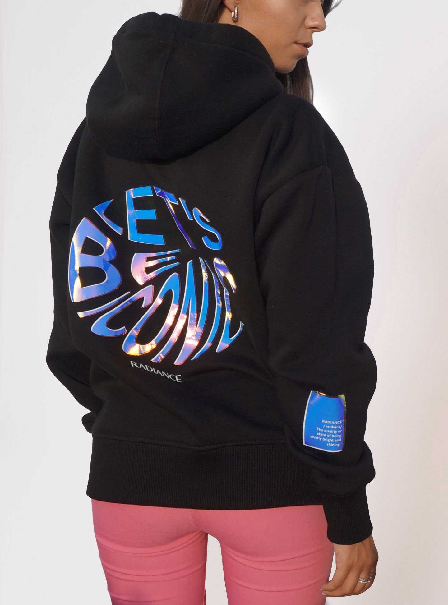 Oversized Iridiscent Black Hoodie – Let’s Be Iconic - Image 4
