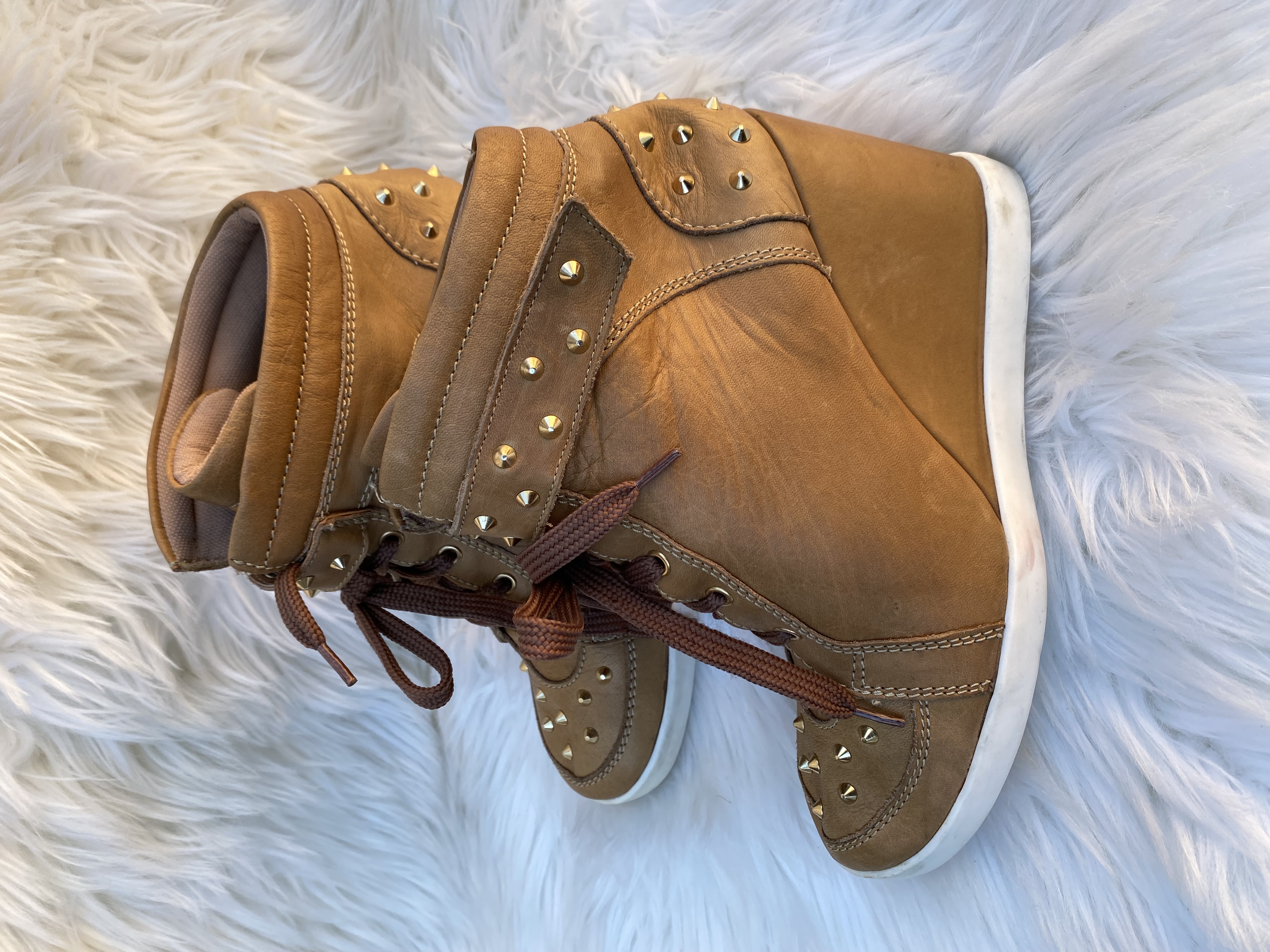 Genuine Leather Wedge Sneakers