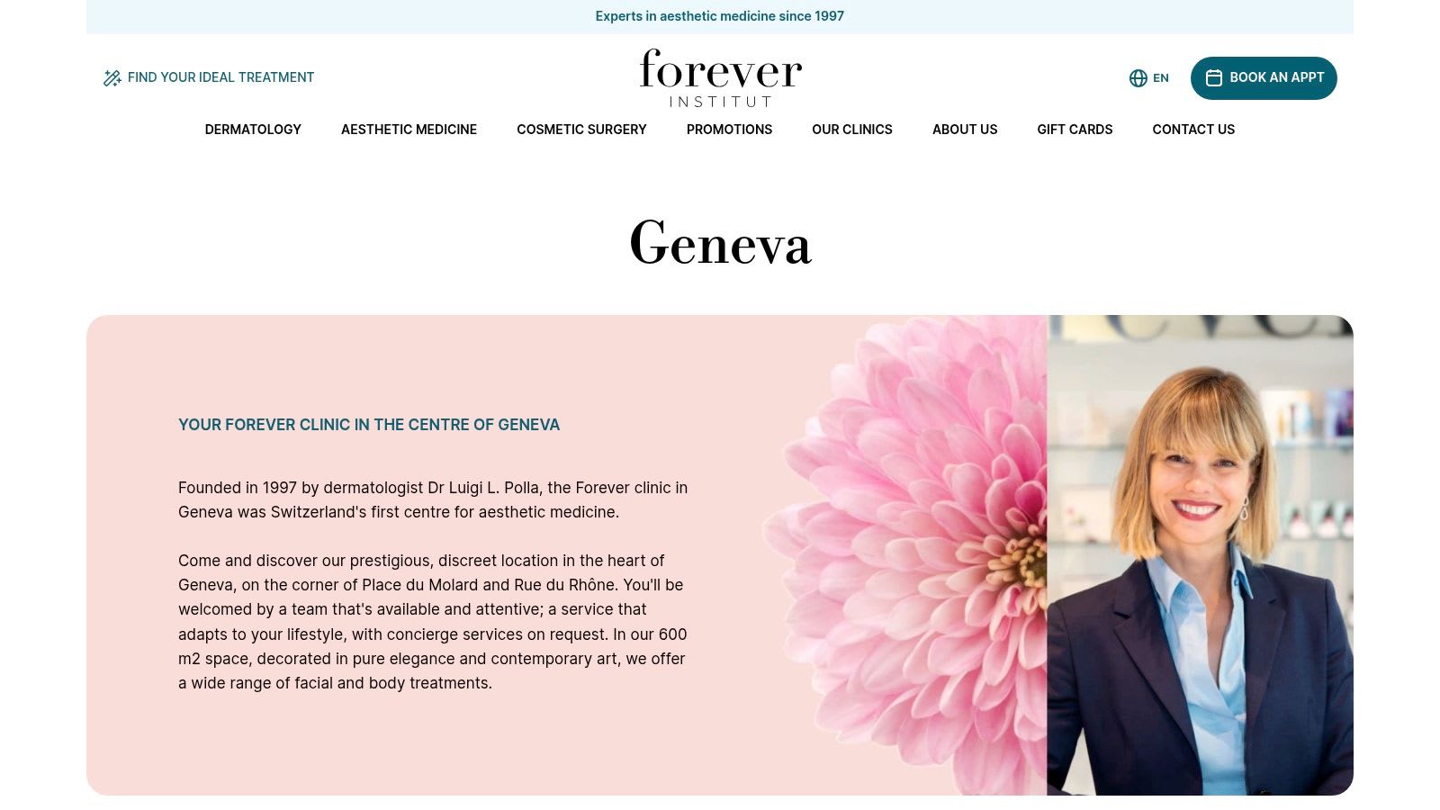 Un gruppo di personale professionale al Forever Institut di Ginevra, una clinica estetica.