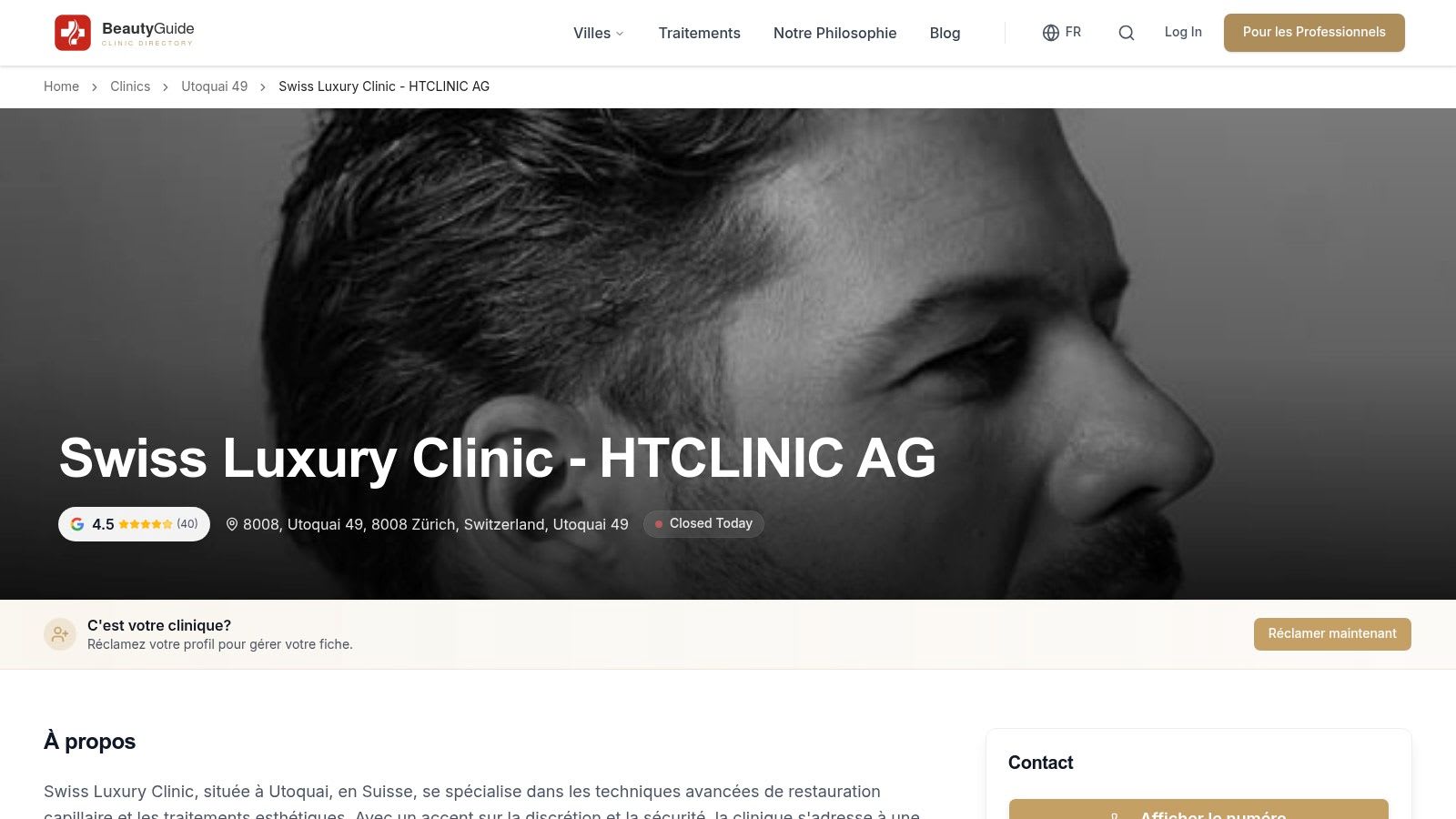 1. Swiss Luxury Clinic – HTCLINIC AG (Zürich)
