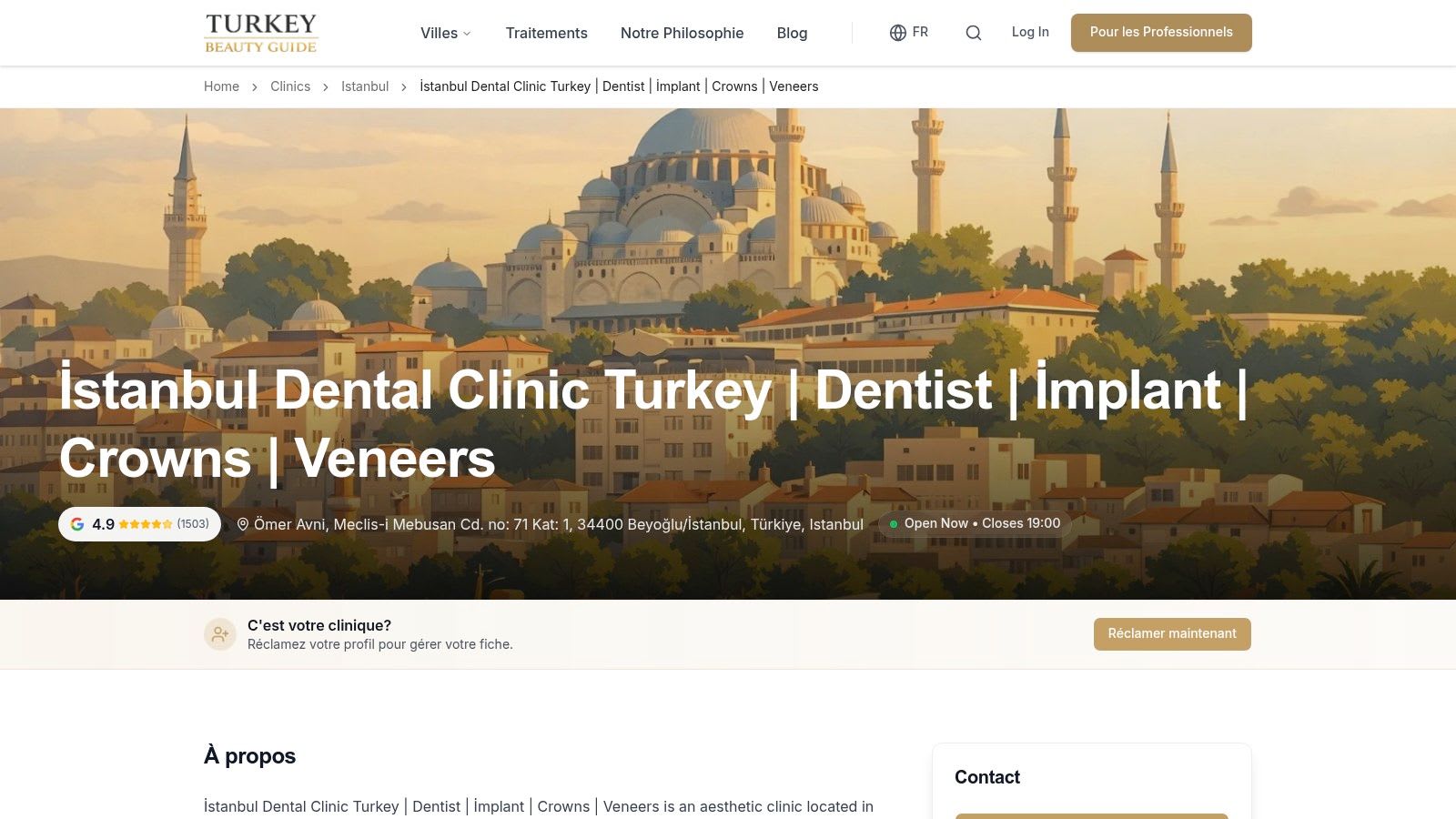 İstanbul Dental Clinic with a view of the Istanbul cityscape