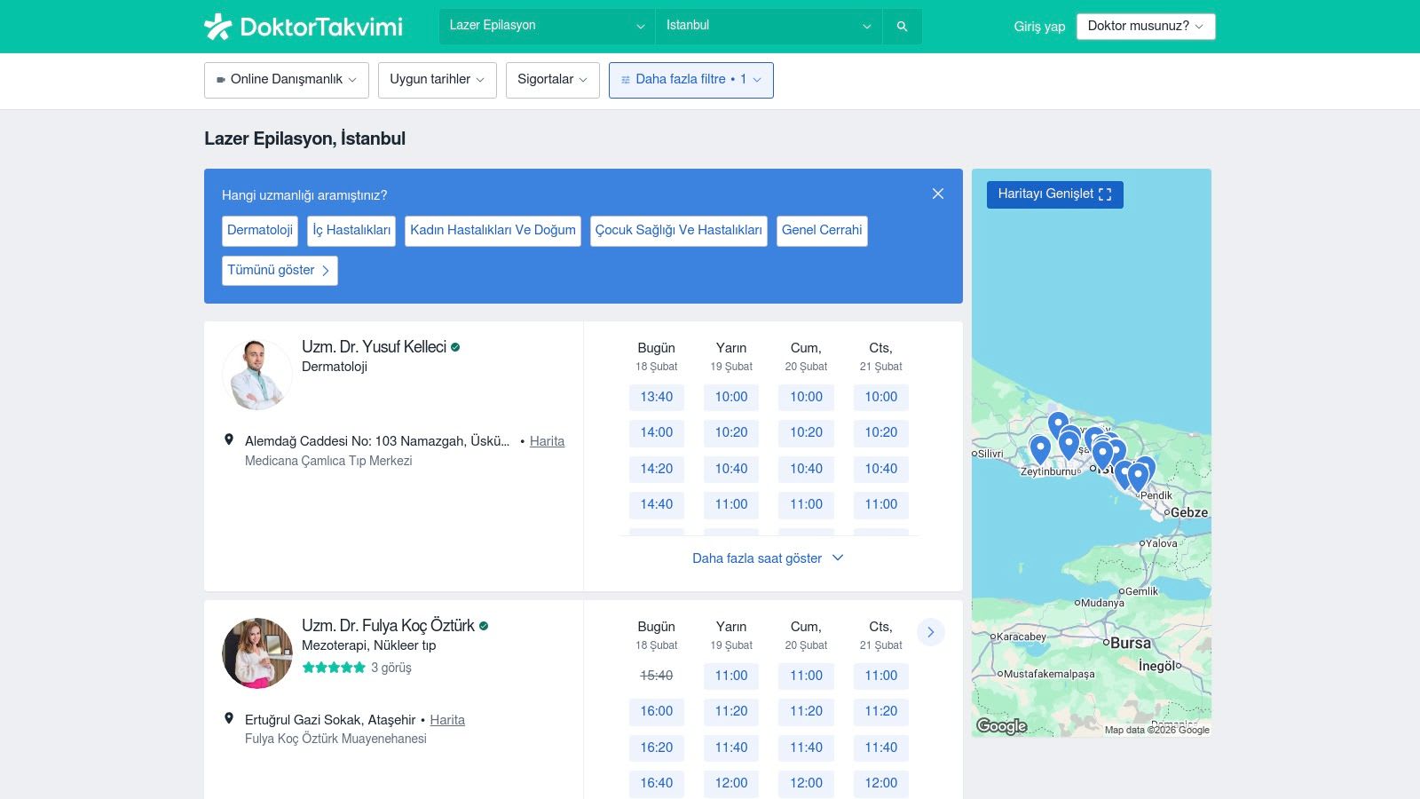 DoktorTakvimi (Docplanner Turkey) – Lazer Epilasyon Providers